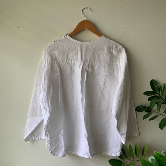 100% Linen White Oversized Top - Picture 7 of 8